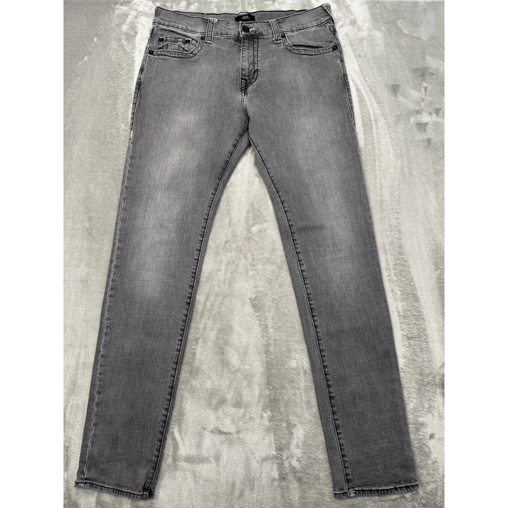 True Religion Rocco Skinny Jeans Mens 34x33 Relaxed Gray Stretch Denim Pants Y2K